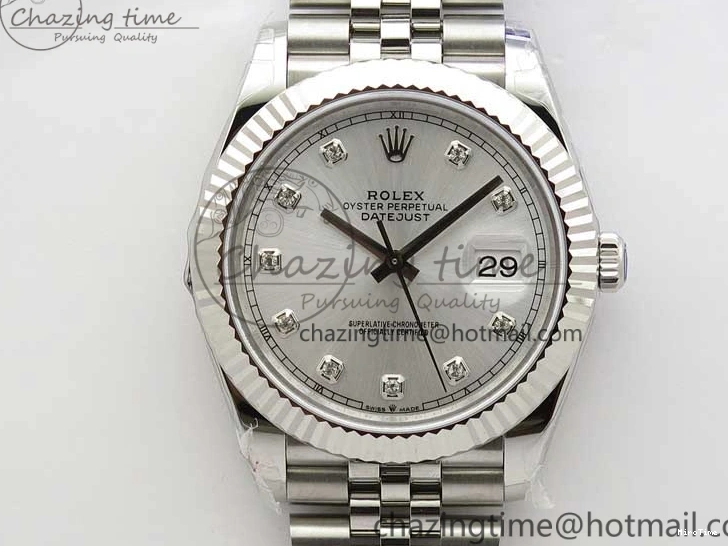 MiroTime 0327 DateJust 41MM 126334 904L SS VRF 1:1 Best Edition Silver Dial Crystals Markers on SS Jubilee Bracelet A FashionForward 2907